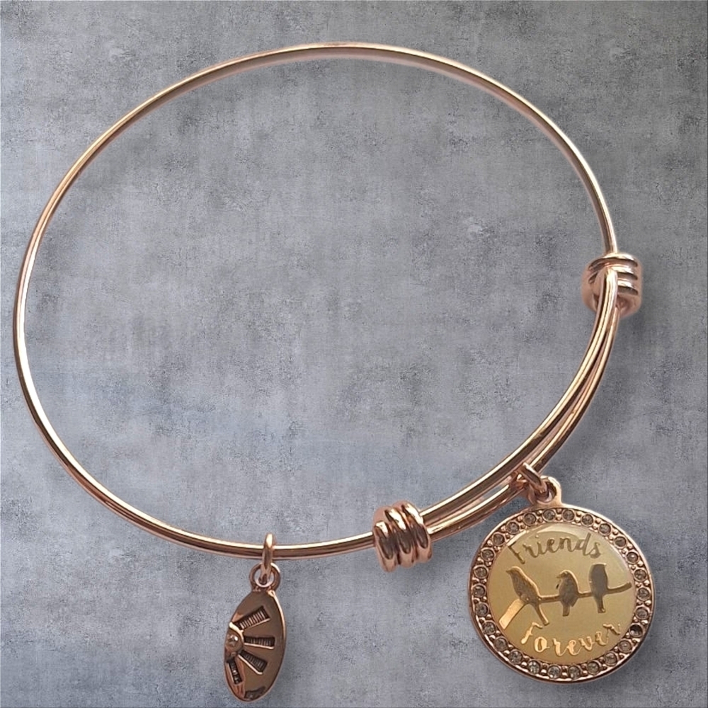 Unwritten Rose Gold Bangle Bracelet with Charms